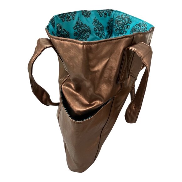 Vintage Nicole Richie Bronze Faux Leather Tote Bag Embossed Logo NWT - Picture 8 of 9